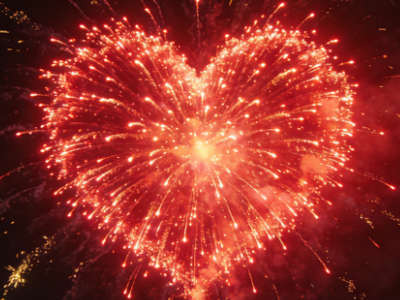 Ensemble de feux d'artifice en forme de cœur pour mariage